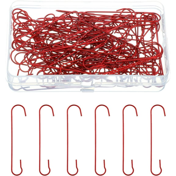 Christmas Bauble Hooks,Christmas Ornament Hooks,Tree Ornament Hangers, Christmas Hanging Hooks with Storage Box Bendable Metal Hooks Ornament Hangers Hooks for Christmas Decoration (Red)