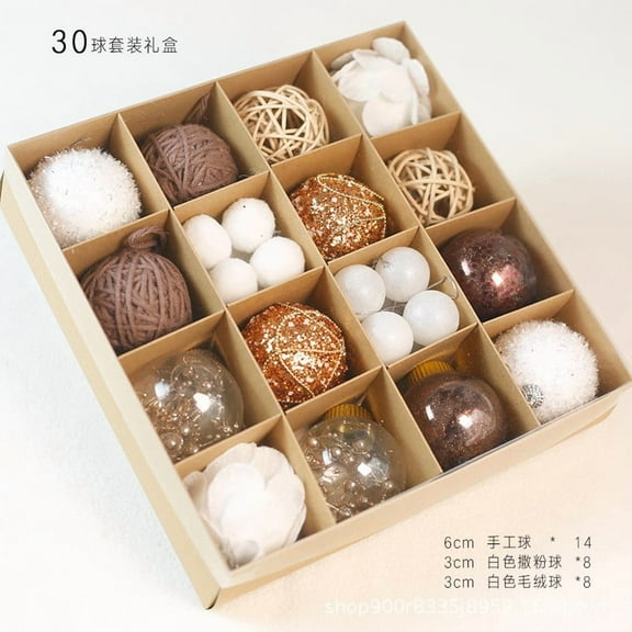 Christmas Bauble Set, 30 Piece Tree Decoration Balls, 6cm Plastic Hanging Ornaments for Home Holiday Decor, Festive Party Display Accessories