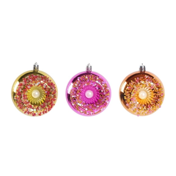 Christmas Bauble Set of 3 Reflective Finish Sphere Ornament for Tree Display