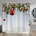 thumbnail image 1 of Christmas Bauble Shower Curtain Set Red Baubles Green Pine Tree Ribbon Coniferous Xmas Decorative Shower Curtains with Hooks for Bathroom Bathtubs Waterproof Fabric Polyester 72x72 Inches, 1 of 6