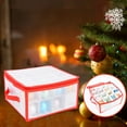 thumbnail image 1 of Christmas Bauble Storage Box with 32 Adjustable Compartments – Transparent Green PVC Ornament Organizer with Zipper Closure – Xmas Tree Decoration Storage Bag for Balls & Small Ornaments, 1 of 4