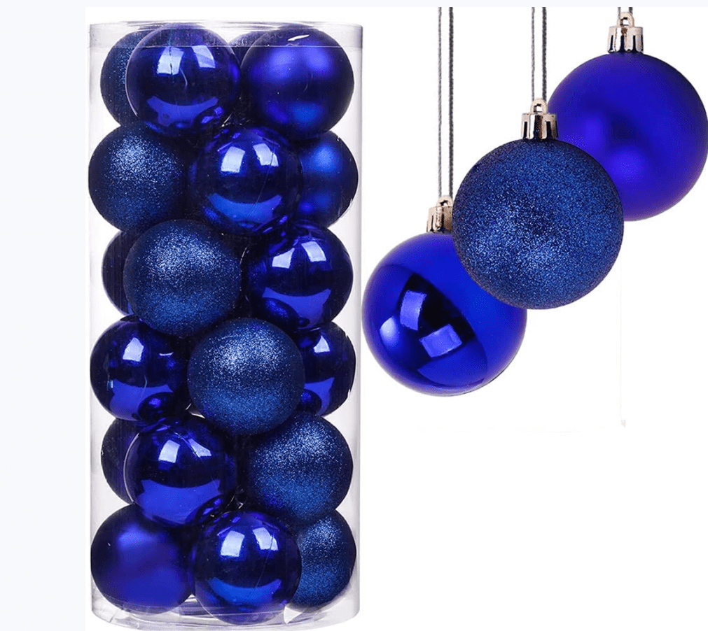 Wovilon Christmas Ball Ornaments - 36pcs Shatterproof Plastic Christmas  Ornaments Hanging Ball Decorations for Xmas Tree, Holiday, Wedding, Party  (Navy) 