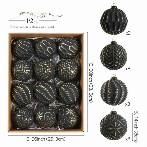 Christmas Baubles under $5! Cagogo 8CM Christmas Ornament Balls, Painted Christmas Tree Baubles, Metallic Finish Christmas Decor, Vintage Style Xmas Ornaments, Holiday Home Decoration Set