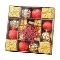 Christmas Baubles Set 22 Pieces Assorted Shapes Shatterproof Plastic Balls for Tree Decoration Home Holiday Party Gift Golden Ornaments Set