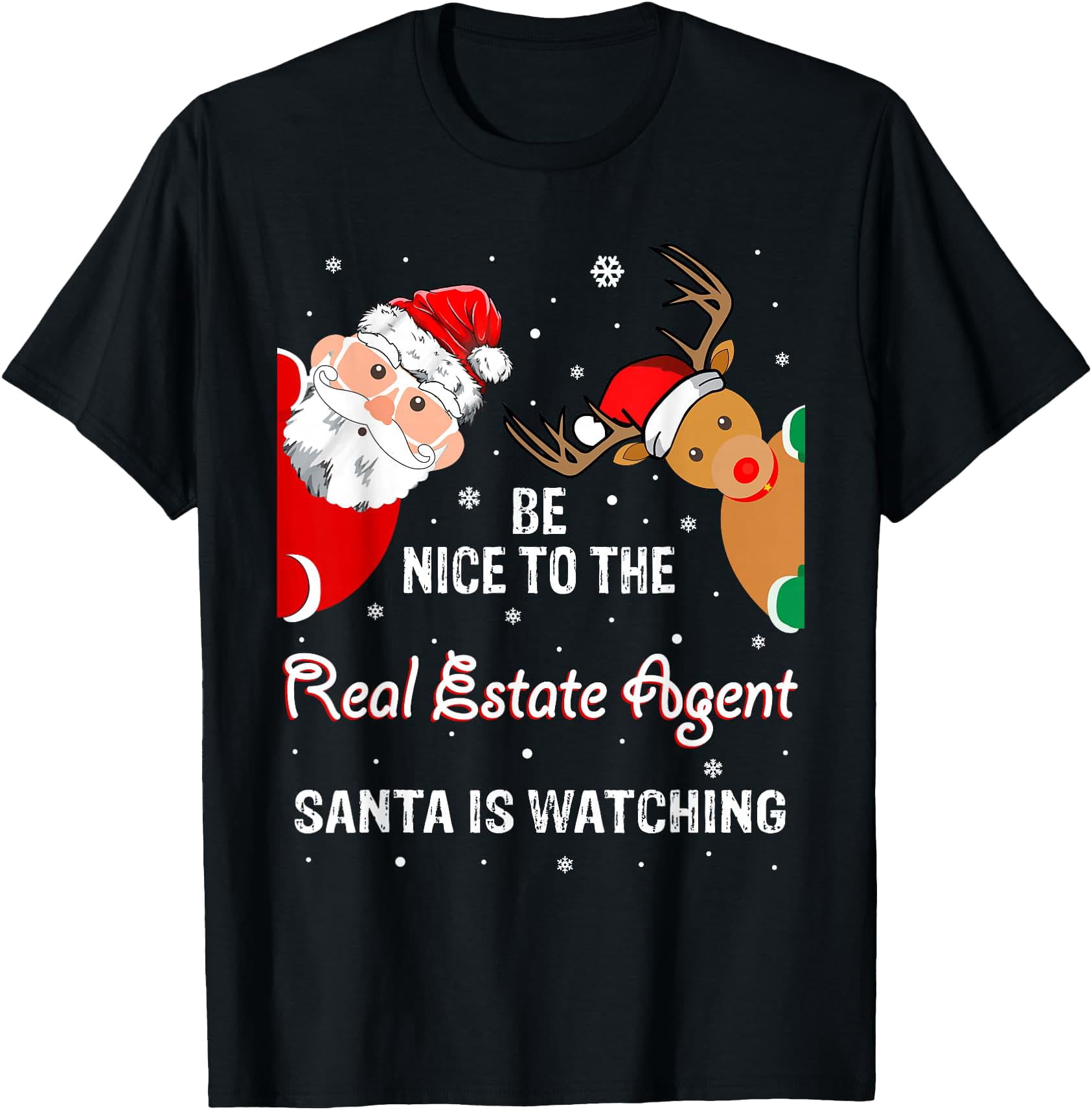 Christmas Be Nice To The Real Estate Agent Santa T T-Shirt - Walmart.com