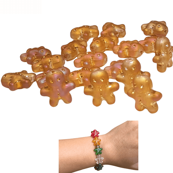 Christmas Beads in Crafts, Gingerbread Man Beads, DIY Jewelry Supplies, Gift for Beaders, Gold, 12x14mm, Pack of 20