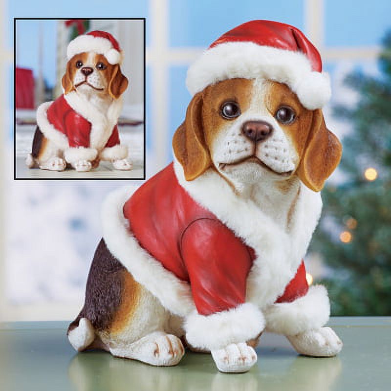 Christmas Beagle Holiday Dog Statue Adorable Home Decoration