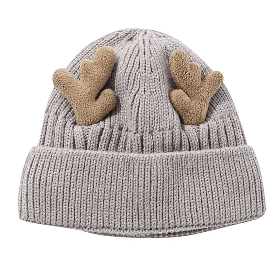 Christmas Beanie for Women, Christmas Hat Autumn and Winter Knitted Hat Antlers Plus Velvet Warm Knitted Woolen Hat