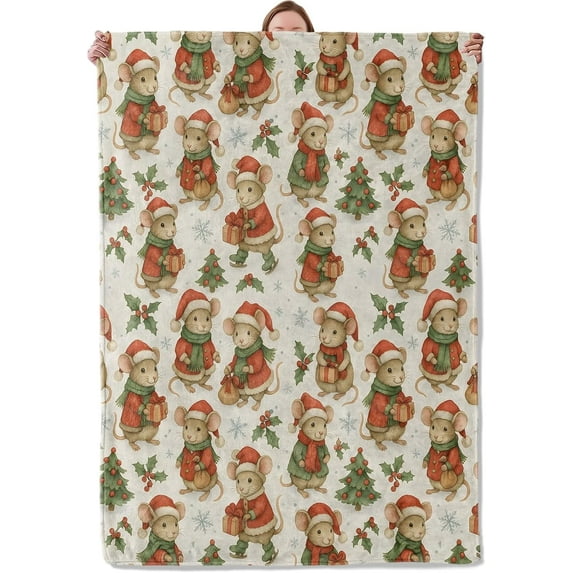Christmas Bear Blanket Gifts for Adults Women Girls Kids, 50 x 60 in, Cute Teddy Bears with Santa Hats Flannel Blankets for Bedroom, Camping, Couch, Room Home Decor, Fuzzy Warm Soft Cozy