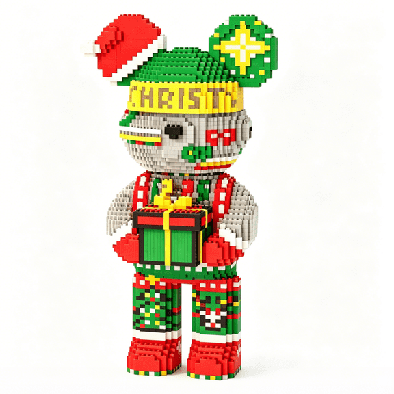Christmas Bear Building Blocks Set, Gift for Christmas, Decorative Home Office Table Centerpiece Decor, 6150 Pieces