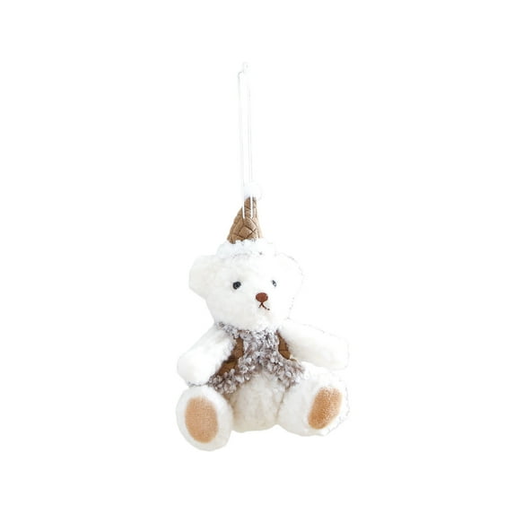 Christmas Bear Hanging Ornament – Cute Teddy Decor with Santa Hat for Car Mirror, Door Handle, Tree, or Fireplace Decoration