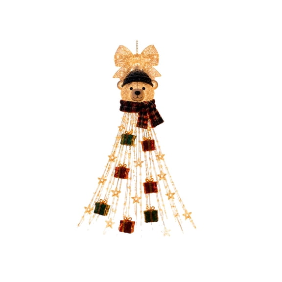 Christmas Bear Light Holiday Decorative Light Window Door Decor Cascading Shower Effect and Easy Hang Install for Door Display Window Space and Porch Area Decor