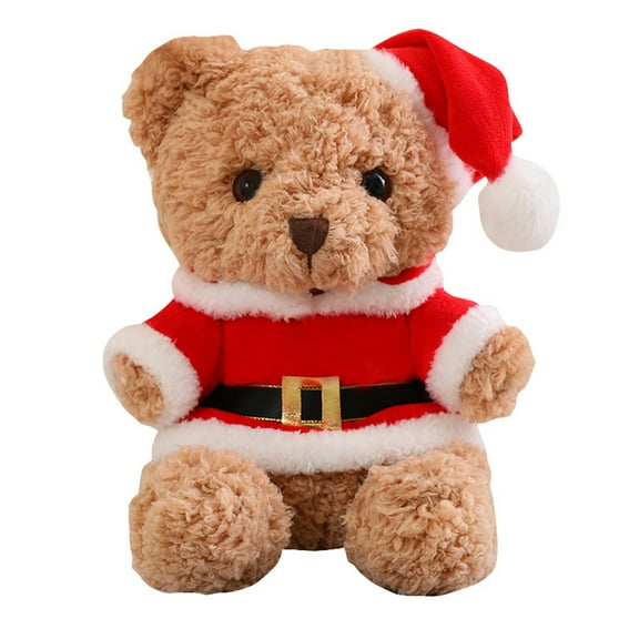 Christmas Bear Plush Ornament, Santa Claus Design Stuffed Animal, 9 Inch Companion, Holiday Decor Gift