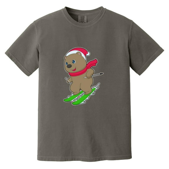 Christmas Bear Skiing Downhill in a Snowy Winter Sport Adventure Comfort Color T-Shirt