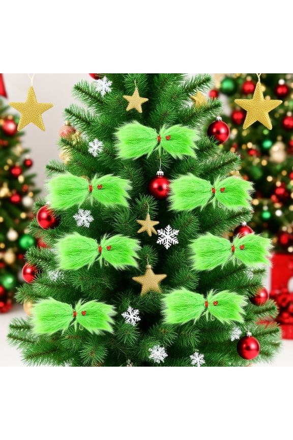 Christmas Beard and Tree Set with Green Hairpin - Love and Red Tie Rope Style for Home Decor and Holiday Parties-A