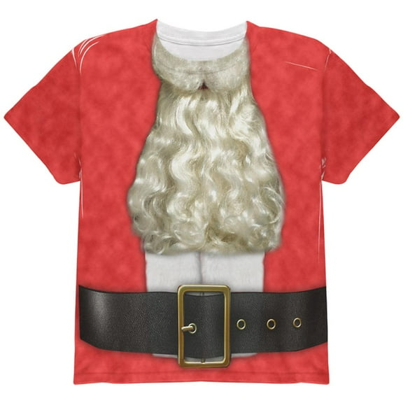 Christmas Bearded Santa Costume All Over Youth T Shirt Multi YLG