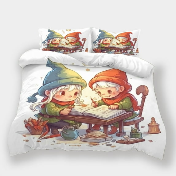 Christmas Bed Gift Cartoon Comforter Cover Duvet Cover Pillowcase Kid Festival Bedroom Decor Bedding Suit