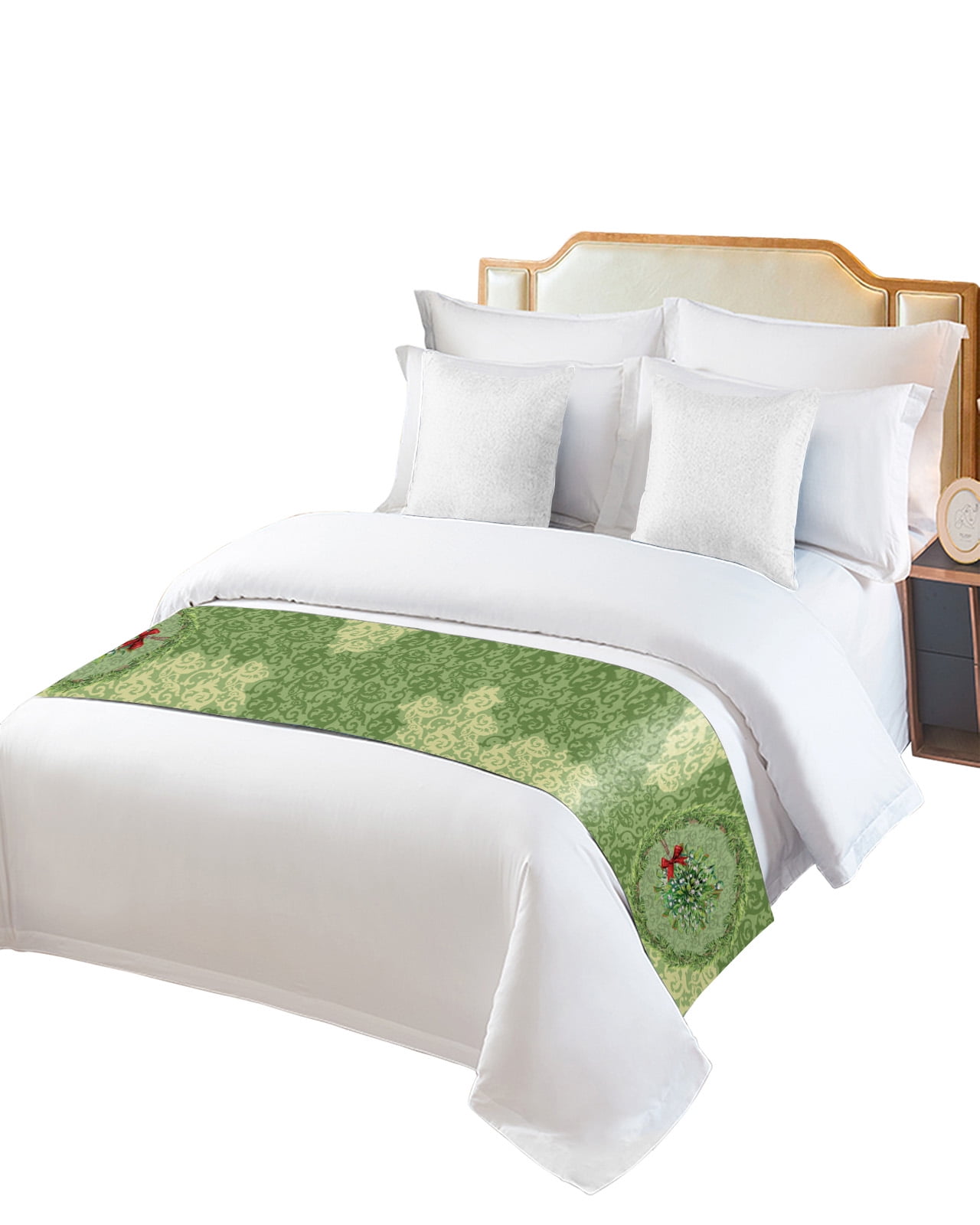 Christmas Bed Runner for King Size Bed,Bedspread Protector Slipcover