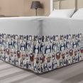 thumbnail image 1 of Christmas Bed Skirt, Sketchy Hand Drawn Grunge Penguins with Boxes Stars Celebration Theme, Elastic Bedskirt Dust Ruffle Wrap Around for Bedding Decor, 4 Sizes, Navy Blue White Umber, by Ambesonne, 1 of 2