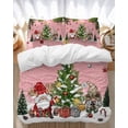 thumbnail image 1 of Christmas Bedding Duvet Cover Set Queen Size 4 Pieces Winter Santa Gnome Pine Tree Xmas Star Snowfall Pink Bedding Set with Zipper Closure, 1 Comforter Cover 90x92 Inch 1 Flat Sheet & 2 Pillow Cases, 1 of 7