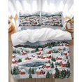 thumbnail image 1 of Christmas Bedding Duvet Cover Set Twin Size 4 Pieces Winter Snowflakes Town Watercolor Simple Bedding Set with Zipper Closure, 1 Comforter Cover 68x86 Inches 1 Flat Sheet & 2 Pillow Cases, 1 of 7