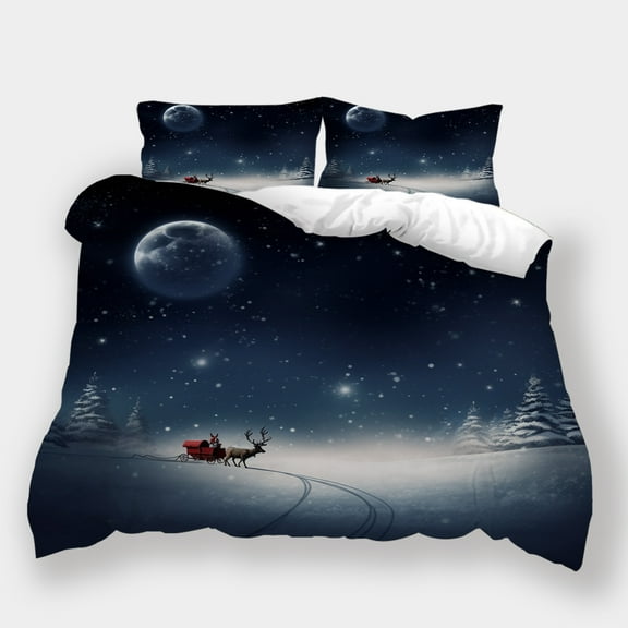 Christmas Bedding Set 3D Snowscape Printed Comforter Cover Pillowcase Teen Adult Aesthetic Home Textiles