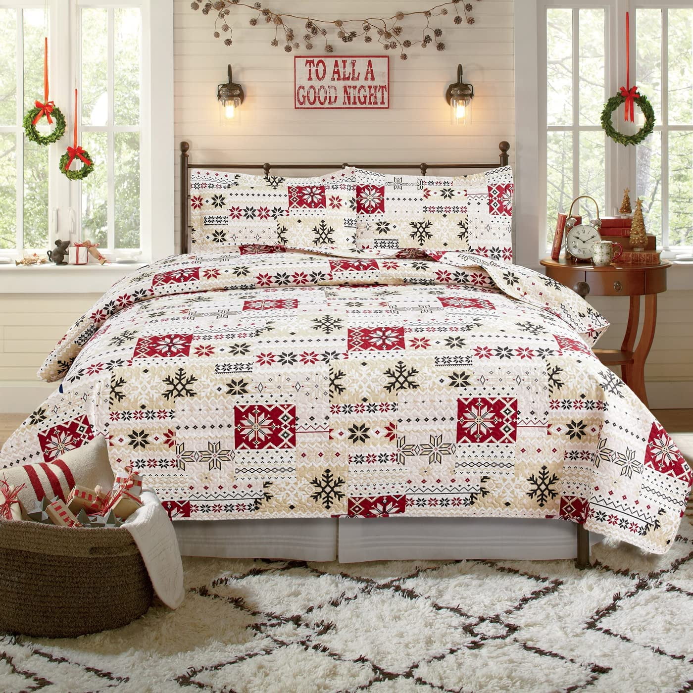 Christmas Bedding Set Queen Size Christmas Quilt Holiday Xmas Bedding