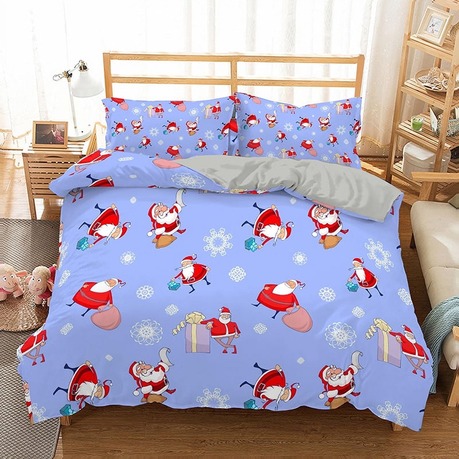 Christmas Bedding Set Queen Size Christmas Santa Claus Snowman Quilt