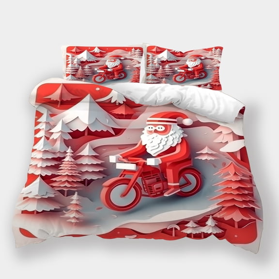 Christmas Bedding Suit 3D Santa Claus Comforter Cover Duvet Cover Set Children Festival Home Bedclothes