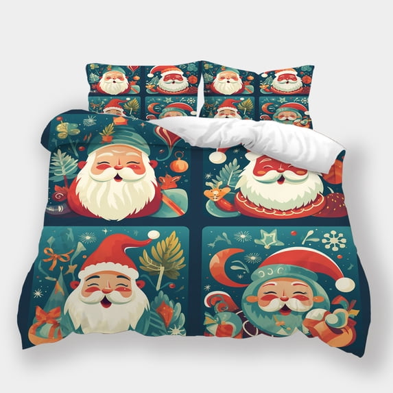 Christmas Bedding Suit Cartoon Bedspreads Kid Festival Bed Gift Santa Claus Quilt Cover Comforter Cover