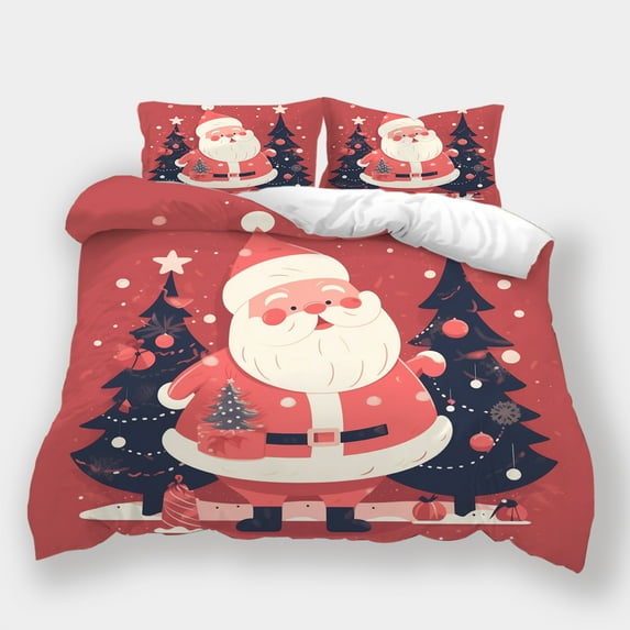 Christmas Bedroom Decor Children Cute Bedspreads Festival Cartoon Santa Claus Comforter Cover Quilt Cover Set