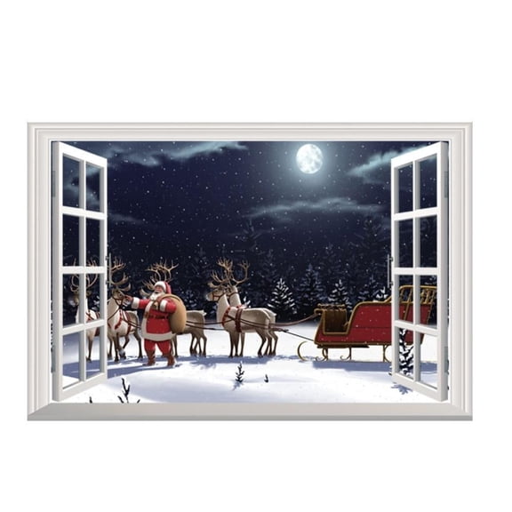 Christmas Bedroom Decor Xmas Print PVC 3D Wall Stickers Window Stickers Wall Decal
