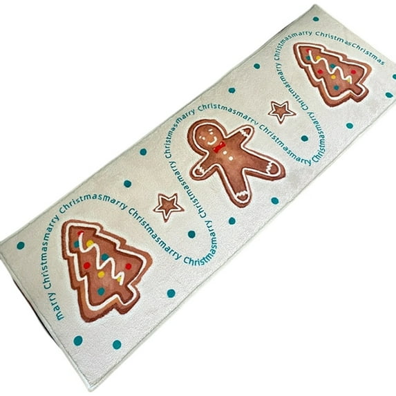 Christmas Bedroom Rug Bed Rug Gingerbread Man Floor Mat Plush Children'S Room Toy Mat Home Decor A