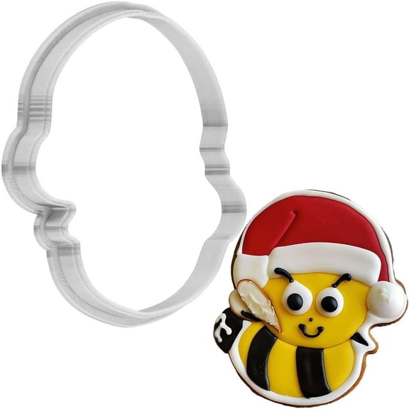 Christmas Bee Wearing Santa Hat Cookie Cutter 4 Inch Made in USA by WONDERTORY