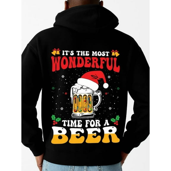 Christmas Beer Time Christmas men sweatshirts regular fit black Sweatshirt Streetwear For Winter Fall, As Gifts Perfect for Christmas, helloween, birthday elegant beach graphic elegant spring winter