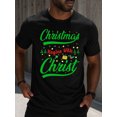 thumbnail image 1 of Christmas Begins Christmas t-shirts funny t shirts men's 180G 100% Cotton black Summer wear, retro style, comfortable fit, printed T-shirts, street-style couples' wear Spring and summer outdoor wear, 1 of 8