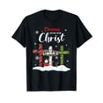 thumbnail image 1 of Christmas Begins With Christ Snowman Christian Cross Xmas T-Shirt Black Tee, 1 of 5