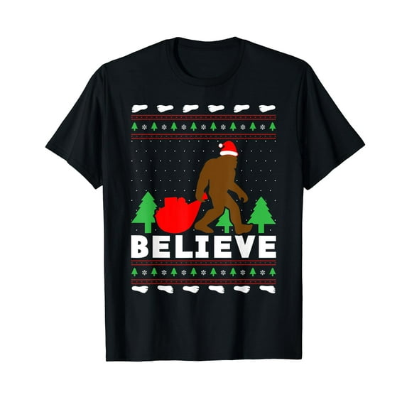 Christmas Believe FUNNY Bigfoot Ugly Xmas Sweater T-Shirt