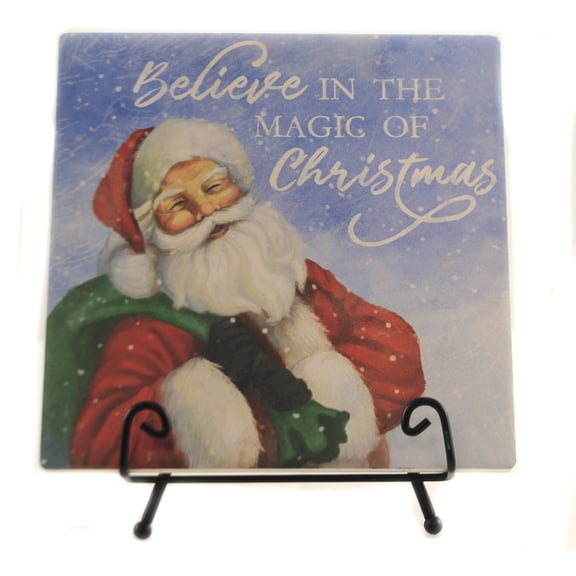 Christmas Believe In The Magic Plaque Ceramic Santa Claus Bag 66113