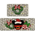 thumbnail image 1 of Christmas Believe Santa Mouse Kitchen Rugs Set of 2, Xmas Wreath Peppermint Candy Kitchen Mats Decor, Polka Dot Winter Holiday Door Mat Home Decorations -17x29 and 17x47 Inch, 1 of 6