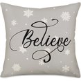 thumbnail image 1 of Christmas Believe Snowflake Pillow Covers 20x20 Inch Grey White Black Winter Snow Throw Pillow Case Xmas Blessed Quotes Letters Cotton Linen Farmhouse Decorations Cotton Linen Cushion Cover, 1 of 6