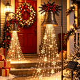 thumbnail image 1 of Christmas Bell Cascade Solar Yard Light, 2 Pack Warm White LED Flowing Garden Stake with Star Snowflake Ornaments, Waterproof Auto On Off for Lawn Pathway Front Yard Outdoor, Christmas Holiday Decor, 1 of 7