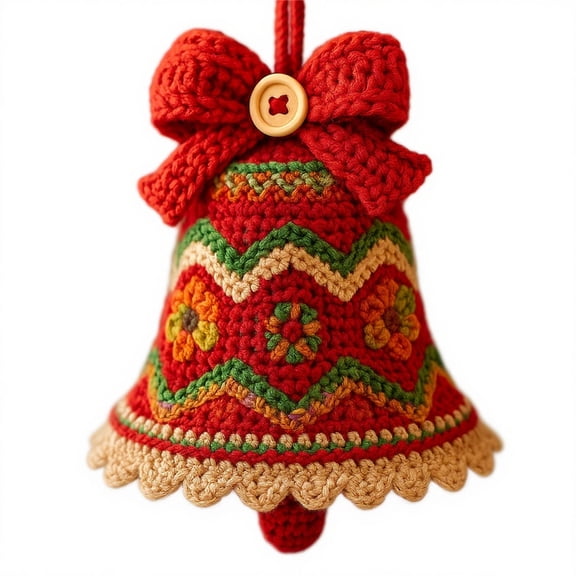 Christmas Bell Decorations 3.9in Knitted Santa Claus Ornament Kit Handmade Crochet