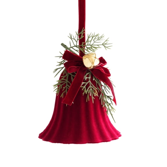 Christmas Bell Ornament Hanging Bow Pinecone Pine Needles Tree Decoration Pendant Holiday Decor Indoor Party Accessory