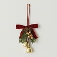 thumbnail image 1 of Christmas Bell Ornaments, Gold Christmas Bells, Christmas Tree Wreath Bow Christmas Ribbon Bows with Bells Velvet Pine Cone Bow Christmas Tree Hanging Ornaments 10x4inch B, 1 of 6