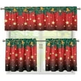 thumbnail image 1 of Christmas Bell Star Curtain for Kitchen Bathroom Washable Curtain Sets for Living Room Rod Pocket Window Tier Curtains Valance Set of 3 Home Kitchen Window Decor, 1 of 1