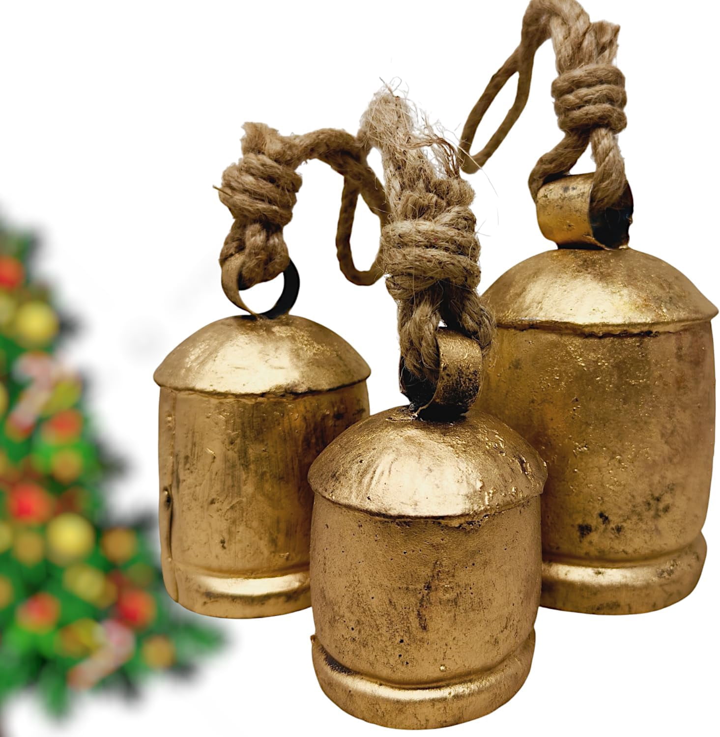 Christmas Bells Decor, Gold Hanging Bells for Christmas Decoration, Cow ...