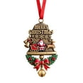 thumbnail image 1 of Christmas Bells Decoration Pendant, Vintage Holiday Ornament with Santa & Reindeer, Festive Hanging Decor for Tree, Gift Exchange & Home Party, 1 of 3