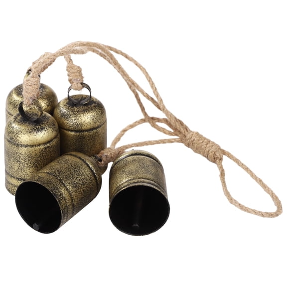 Vintage Brass Christmas Bells Set, Rustic Hanging Cowbells with Melodious Chime, Sturdy Iron Construction, Pre-Attached Lanyard, Perfect for Wreath, Front Door, Garland & Tree Decor