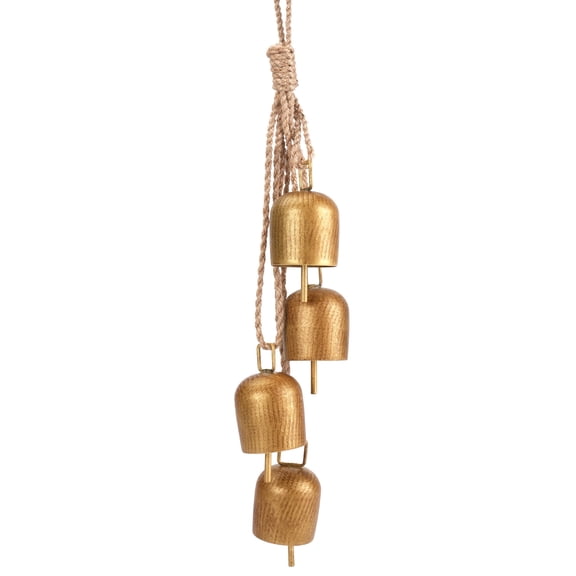 Inadays Rustic Gold Bell with Jute Hanging Rope, Cow Bell for Christmas Tree Decor, Weddings, Parties
